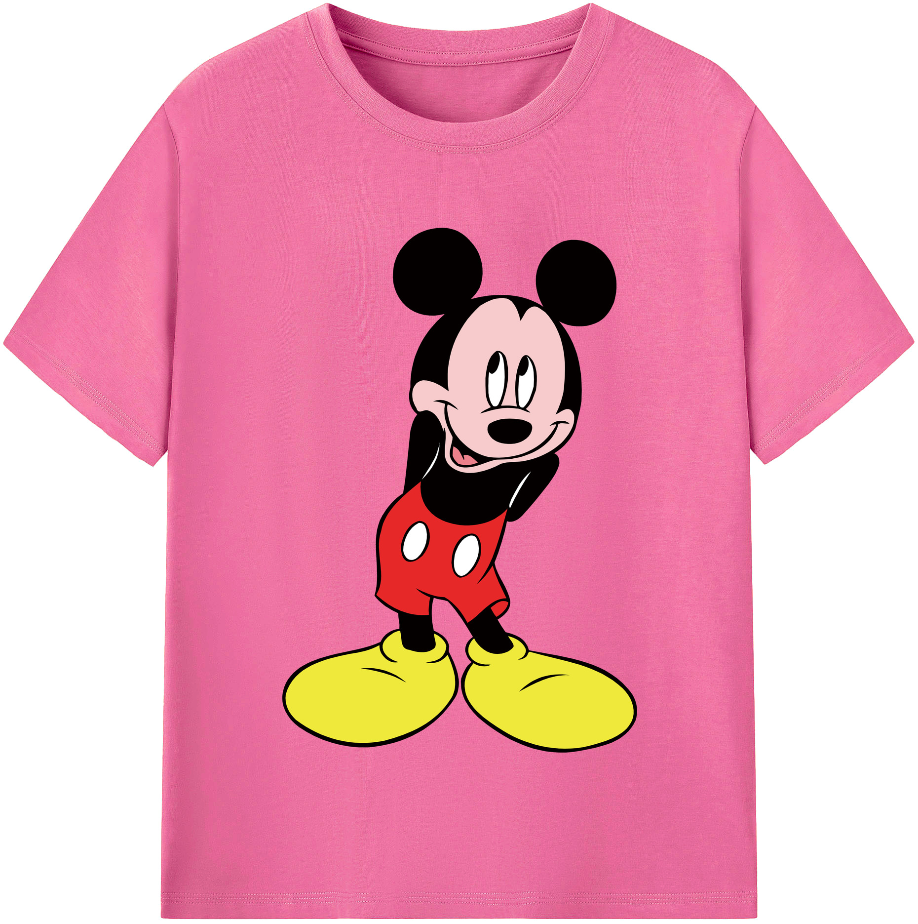 （画像用） ミッキーマウス Mickey Mouse レディースカジュアルプリントTシャツ（綿100％）